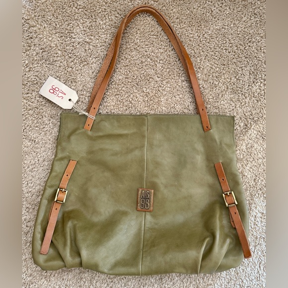 A.S.98 Hewitt Tote Bag | Green Italian Leather Large Handbag | NWT - Picture 1 of 11